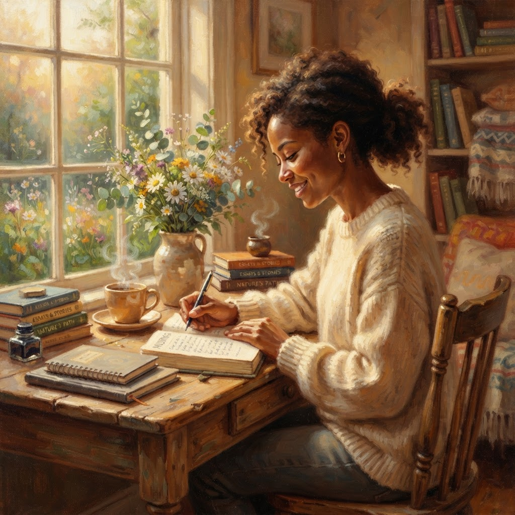 Writer at desk